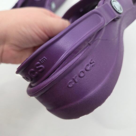 Crocs Karin Clogs Mary Jane Double Strap Purple Grape Women's Sz 8 Comfort - Picture 5 of 7